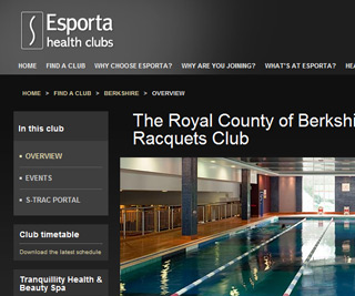 Esporta Health Clubs - Club page